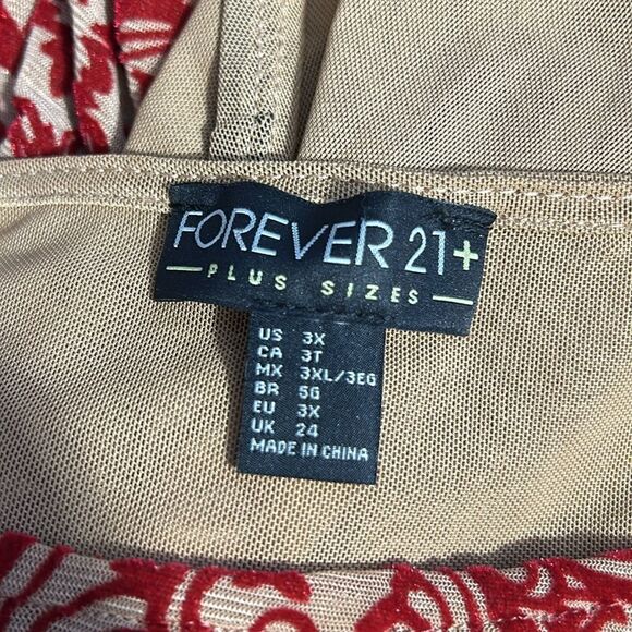 5 for $25🔥Forever 21+ Red Velvet & Tan Sheer Bodysuit 3X - Picture 6 of 8